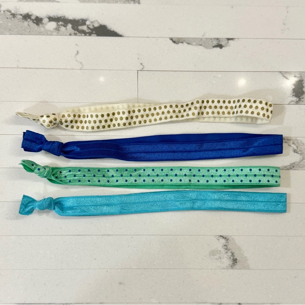 Stretch Knot Hairbands - Blue, Mint Dot & Gold Dot Set